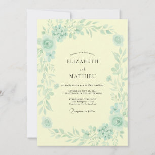 Invitación Boda acuarela de mantequilla y menta