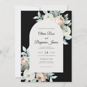 Invitación Boda acuarela de marfil negro