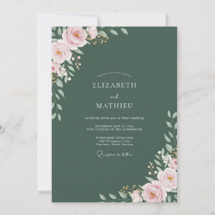 Invitación Boda acuarela de musgo malva