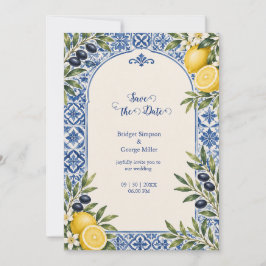 Invitación Boda acuarela de olivo cítrico mediterráneo con ar