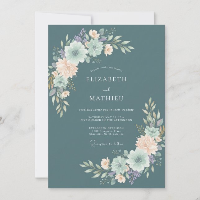 Invitación Boda acuarela de pizarra atemporal (Anverso)