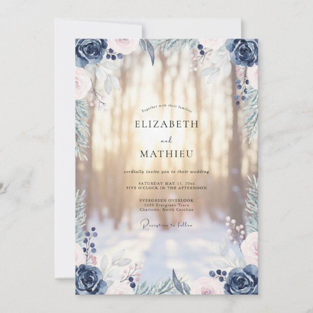 Invitación Boda acuarela de pizarra de acero (Anverso)