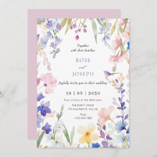 Invitación Boda acuarela de primavera floral
