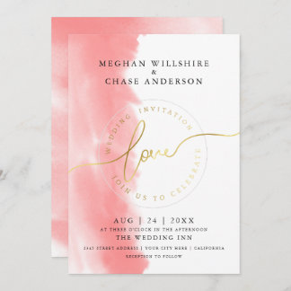 Invitación BODA | Acuarela de Rosa de coral