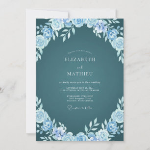 Invitación Boda acuarela de teal pizarra