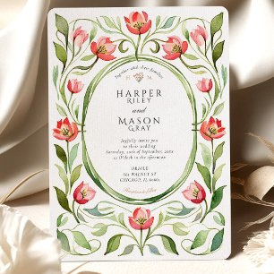 Invitación Boda acuarela de tulipán vintage