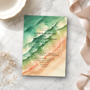 Invitación Boda acuarela de verano de playa océano mar verde