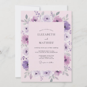 Invitación Boda acuarela de violeta lila