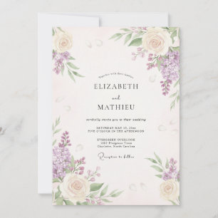Invitación Boda acuarela de wisteria violeta