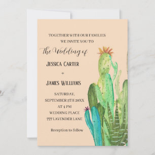 Invitación Boda acuarela desierto cactus terracota México