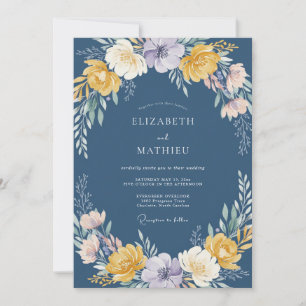 Invitación Boda acuarela dorada pizarra