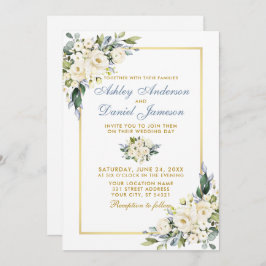 Invitación Boda acuarela Dusty Blue Floral Photo