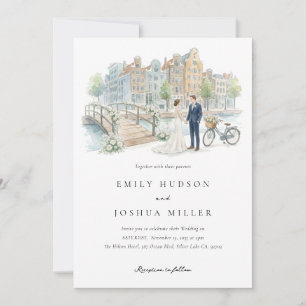 Invitación Boda acuarela en Ámsterdam