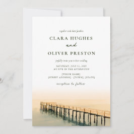 Invitación Boda acuarela en el muelle de Key West en hora dor