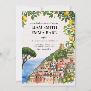 Invitación Boda acuarela en la costa Amalfi italiana