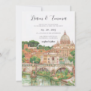 Invitación Boda acuarela en Roma Italia