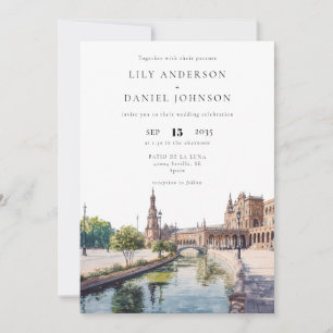Invitación Boda Acuarela en Sevilla España Código QR