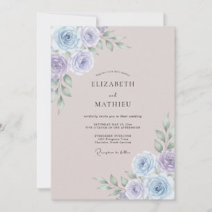 Invitación Boda acuarela etérea azul polvoriento