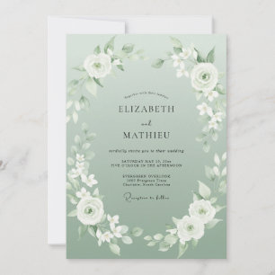 Invitación Boda acuarela etérea verde salvia