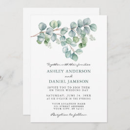 Invitación Boda acuarela Eucalyptus Green Photo