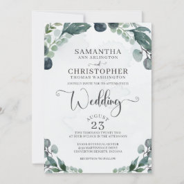 Invitación Boda acuarela Eucalyptus Greenery