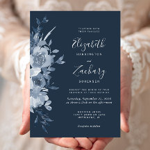 Boda acuarela floral azul polvoriento navy