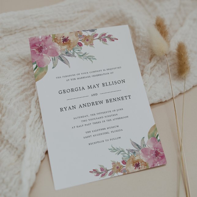 Invitación Boda acuarela floral de colores pintados (Subido por el creador)
