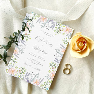 Invitación Boda acuarela floral de flores silvestres