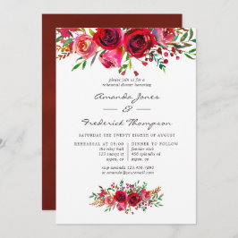 Invitación Boda acuarela Floral Ensayo Cena