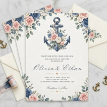 Boda Acuarela Floral Náutica con Ancla
