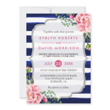 Boda acuarela Floral Plata Bandas Azules