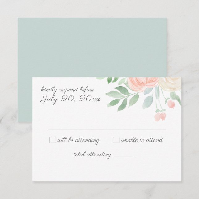 Invitación Boda acuarela floral RSVP (Anverso / Reverso)
