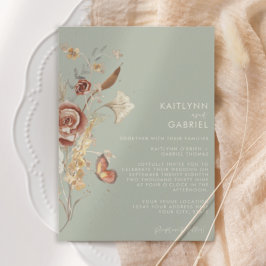 Invitación Boda acuarela floral seca de flores silvestres