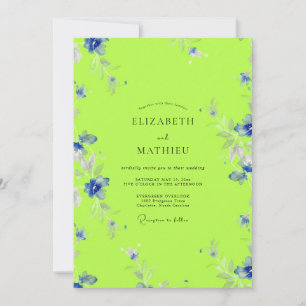 Invitación Boda acuarela floral verde lima