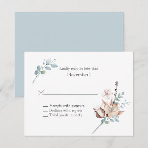 Invitación Boda acuarela floral y folclórica de invierno RSVP
