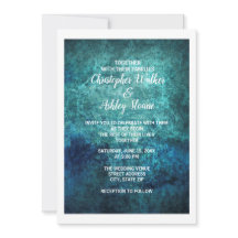 Boda acuarela grunge azul turquesa y azul marino