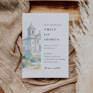 Invitación Boda acuarela Iglesia Católica