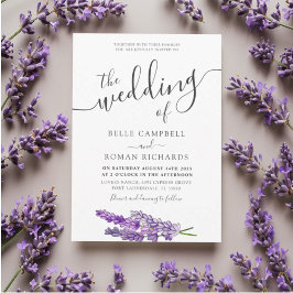 Invitación Boda acuarela lavanda púrpura moderna