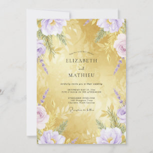 Invitación Boda acuarela lila miel