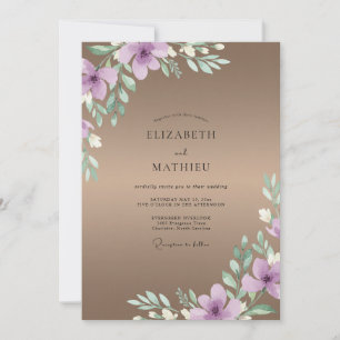 Invitación Boda acuarela lila taupe