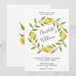 Invitación Boda Acuarela Limones Floración Verdor