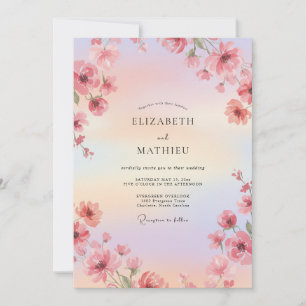 Invitación Boda acuarela luminosa rosa