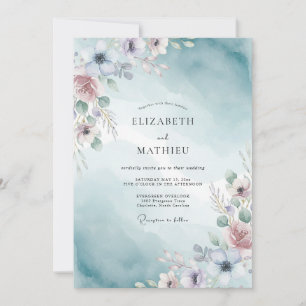 Invitación Boda acuarela luminosa turquesa