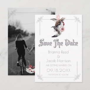 Invitación Boda Acuarela Luna y Cuervo Guardar la Fecha