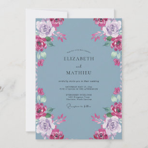 Invitación Boda acuarela magenta pizarra