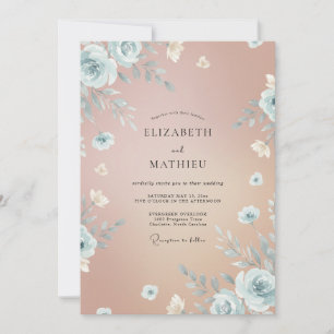Invitación Boda acuarela melocotón pizarra