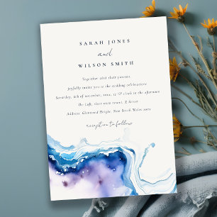 Invitación Boda acuarela minimalista de playa de mar costera