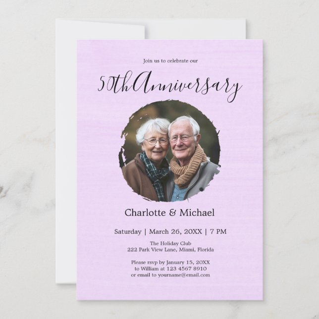 Invitación Boda acuarela moderna Aniversario de la foto PR (Anverso)