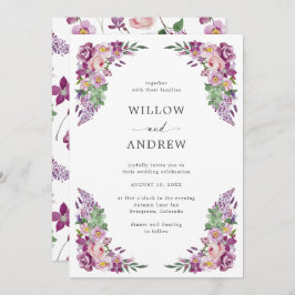 Invitación Boda acuarela morado floral