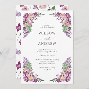 Invitación Boda acuarela morado floral
